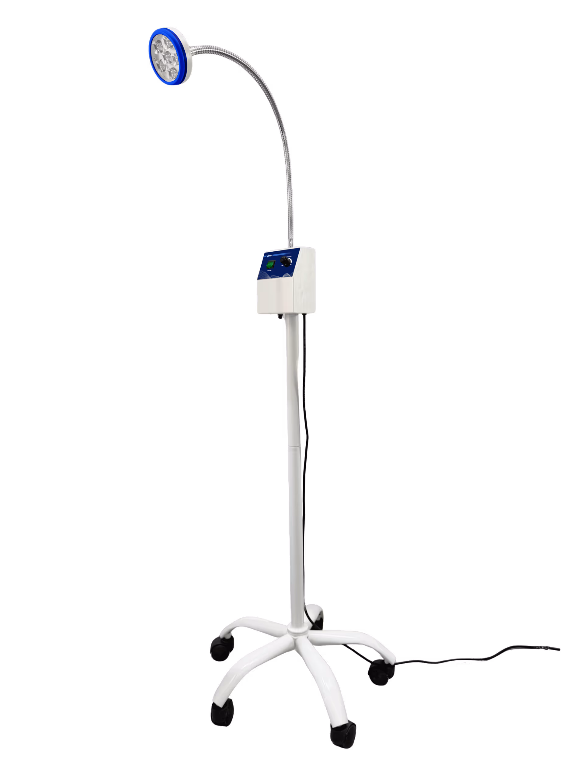 Luminox Brighto examination light on mobile castor stand with focused LED head