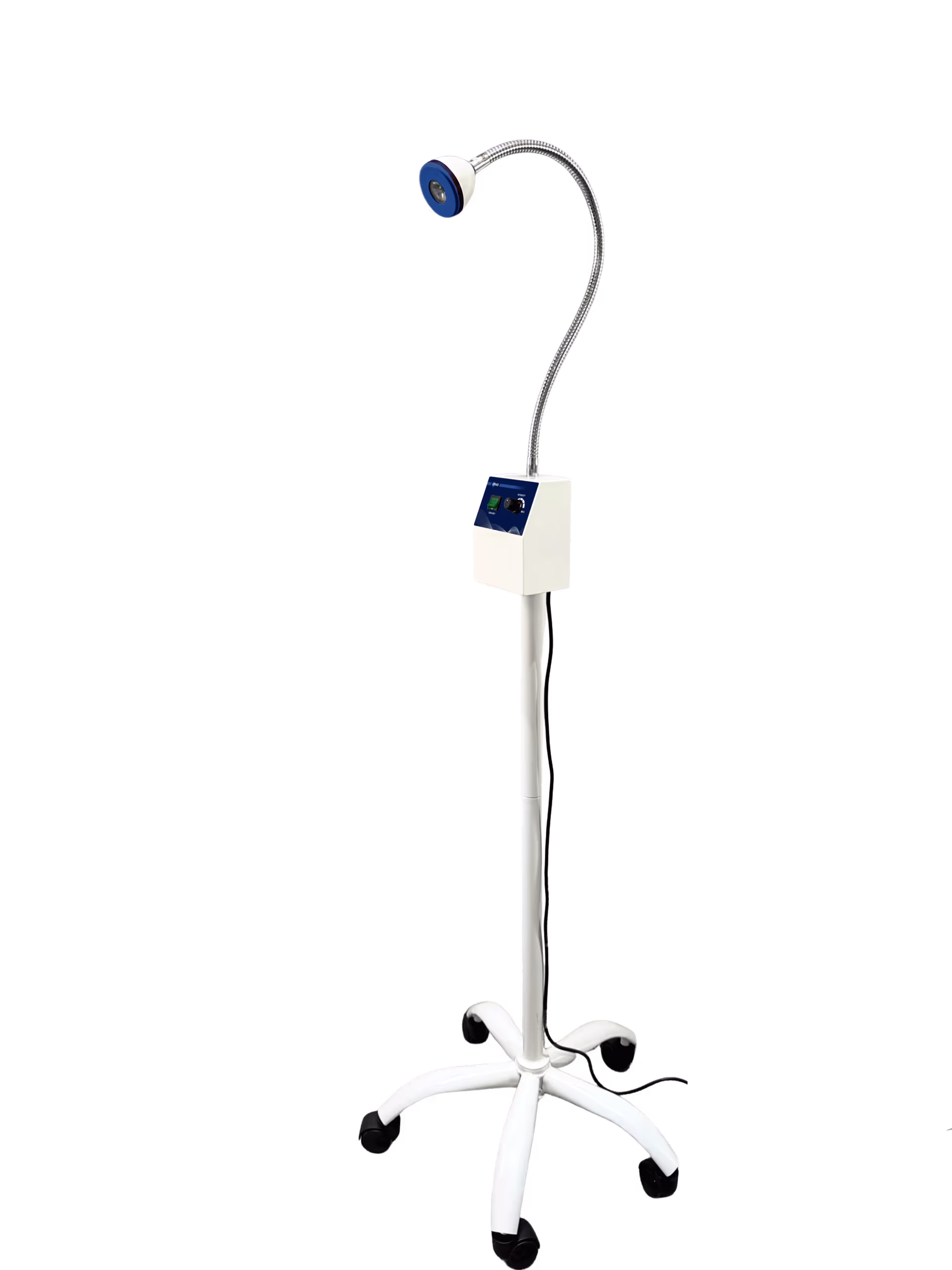 Luminox Brighto Mini medical spotlight on mobile castor stand with focused LED head